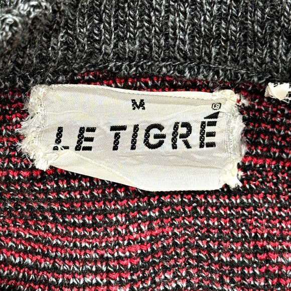 VTG 90s Le Tigre Mens Sweater Size M New Nu Wave Grunge Dad Lightning Arrows AOP - Picture 4 of 7